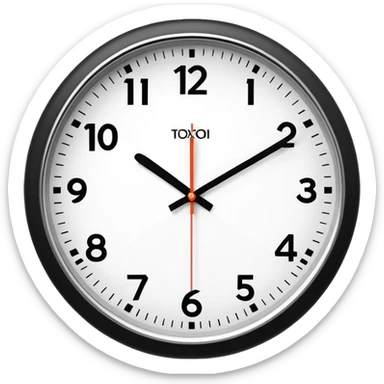 A classic analog wall clock showing 10:10 time sticker
