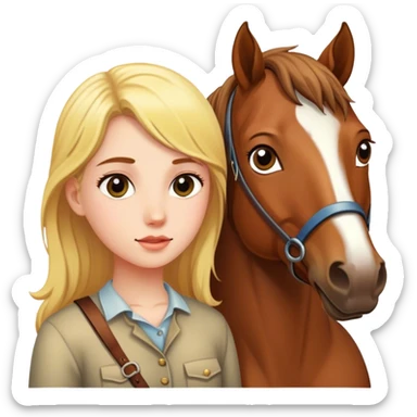 girl with horse in nature sticker