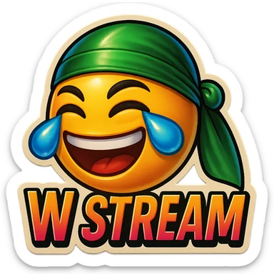 laughing crying 
lol face
Change His durag To Green
Add the words W Stream sticker