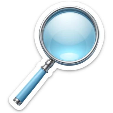 3D render of Magnifying Glass, forensic investigation aesthetic, sterile clinical lighting, cool blue undertones, sharp high-contrast details, professional clean look. sticker