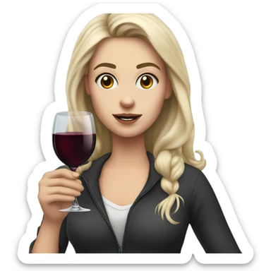 White Girl with runny mascara and a wine glass sticker