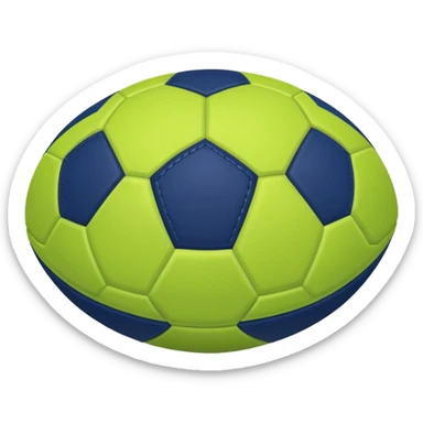 lime green colored football with navy-blue stitching and gray stripes sticker