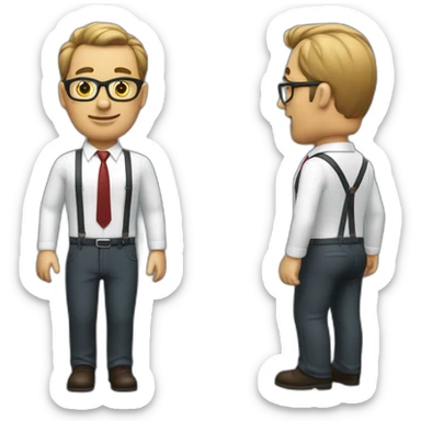 businessman full torso with no facial hair, glasses and suspenders sticker