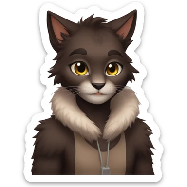 Anthro Shy Cute Cool Edgy Pretty Dark Brown Furry Feline Animal Anthro Sona sticker
