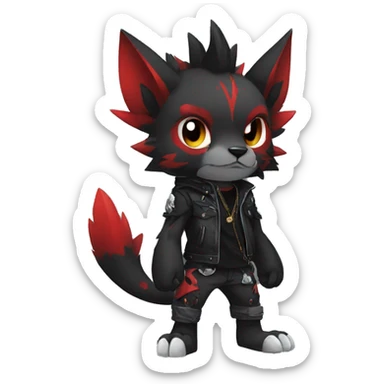 cool edgy black punk red animal hybrid Fakemon full body sticker
