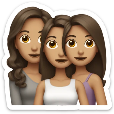 Three female friends with medium length brunette hair sticker