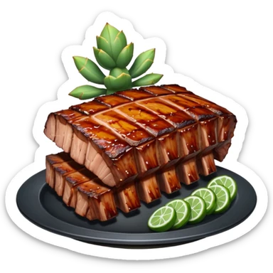 an elite from "Halo: Combat Evolved" except it's cooked and plated as succulent smoked ribs sticker