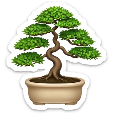 Bonsai Tree – Miniature tree in small pot, trimmed carefully. sticker