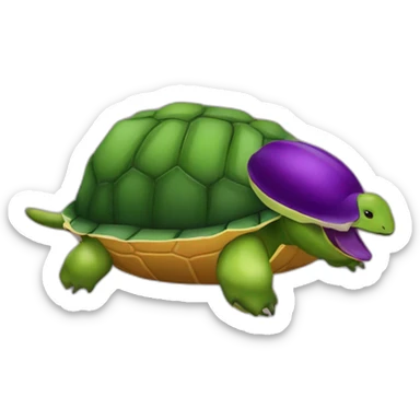 aubergine sur une tortue avec une tete de mangue sticker