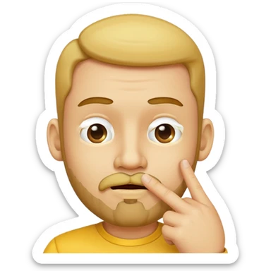 yellow thinking face emoji with finger on chin and a goatee sticker