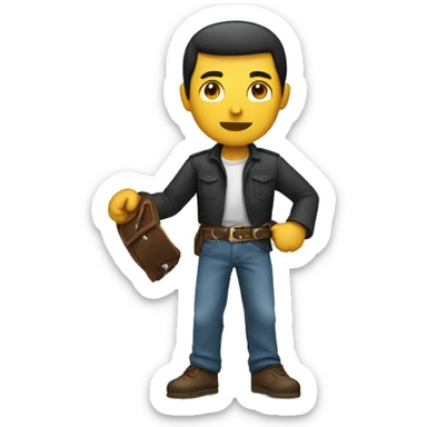 men holding a belt in his hand  sticker