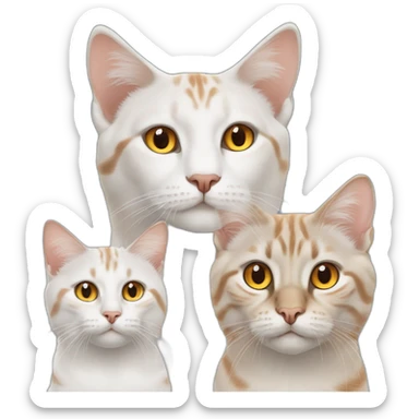 three cats, 1 lynx point blue eyes, 2 orange and white yellow eyes, 3 all orange orange eyes sticker