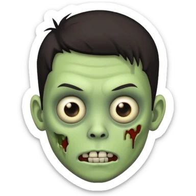 light green zombie boy emoji with dark hair sticker