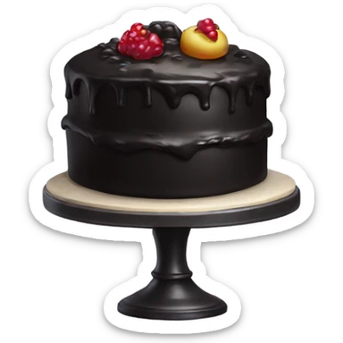 black cake with very special topping  sticker