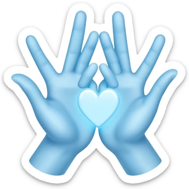 Light blue heart hands sticker