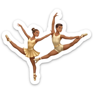 Icon for Sports Dance: a couple in competitive dance attire performing a synchronized dance with acrobatic lifts, dance shoes, rhythmic floor, and a competition backdrop. The icon should capture athleticism, technique, and precision in sports dance. Transparent background. sticker