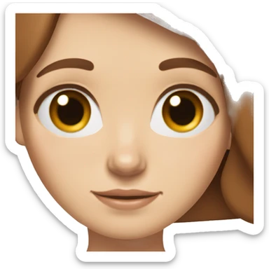 White girl with brown hair and blue eyes holding a red dachshund  sticker