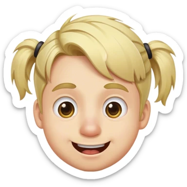 The blond guy with the pigtail looks surprised . smiley face for twitch sticker