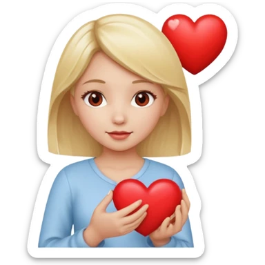 prayer girl blond hair red heart in her hands sticker