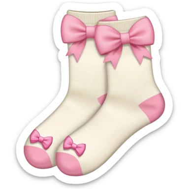 aesthetic biege socks with pink bows sticker