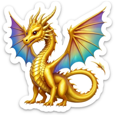 a golden dragon with two legs and two wings and one tail sticker