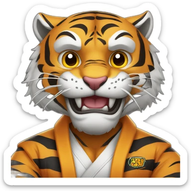 Tiger with evil face   jiu jitsu with his arms crossed sticker