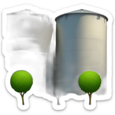 round bushes in front of silo sticker