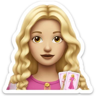 Blonde girl with pink pink tarot gold cards sticker
