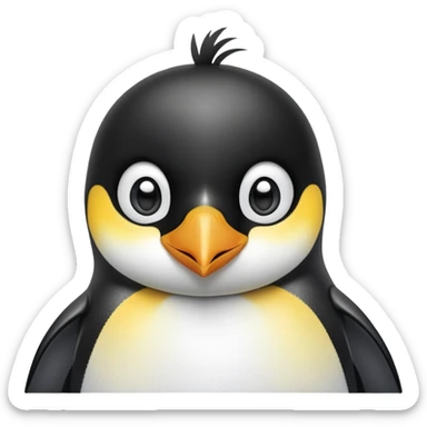 cinematic-cute-emperor-penguin-portrait-emoji,-head-tilted-playfully-and-inquisitively,-with-glossy,-pristine-plumage-accented-by-a-bright-beak-and-round,-sparkling-eyes-filled-with-curiosity,-simplified-yet-irresistibly-adorable-features zoomed into the face sticker