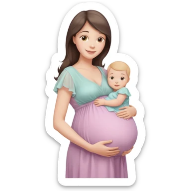 A beautiful pregnant woman standing in soft natural light near a window, gently holding her baby bump, wearing a flowing pastel dress, warm smile, cinematic photography, shallow depth of field, high resolution, soft tones, professional maternity photoshoot
 sticker