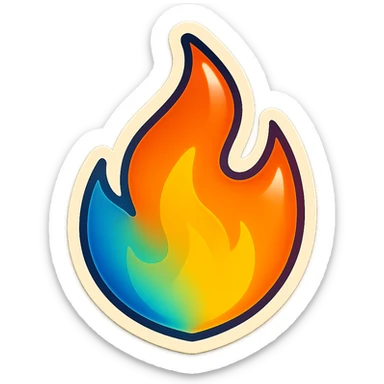 fire streak emoji, playful and modern with blue to orange gradient, vibrant and matching reference image sticker