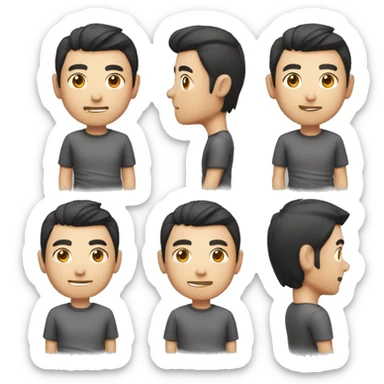 asian man round face slight beard with laptop software developer age 26 sticker