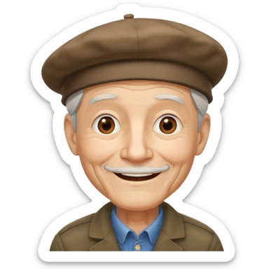 old man with berut sticker