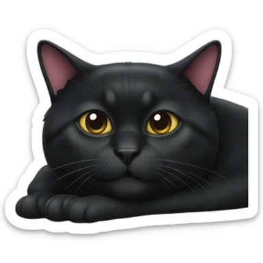 fat black cat sticker
