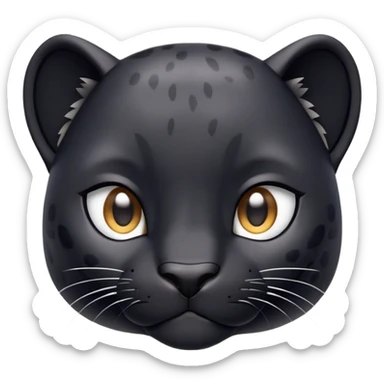 cinematic-cute-panther-portrait-emoji,-head-tilted-playfully-and-inquisitively,-with-a-smooth,-streamlined-form-accentuated-by-a-subtle-sheen-and-round,-sparkling-eyes-filled-with-charm,-simplified-yet-irresistibly-adorable-features, zoomed out showing the houlders sticker