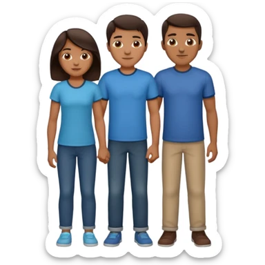 Hispanic family of five: mom, dad, three kids (two boys and one girl in the middle), all with dark brown hair sticker