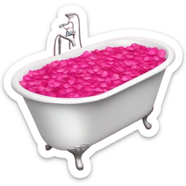 Bathtub filled with hot pink rose petals  sticker