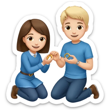 🧎‍♂️‍➡️💍💃 a boy parposing a girl boy on his knee and boy give him ring  sticker