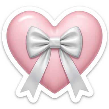 Light pink heart with white ribbon bow sticker