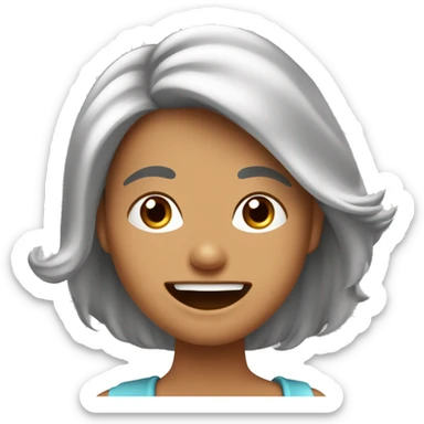 Mulher cabelos compridos lisos de cor ruiva sorrindo mostrando os dentes e mandando beijo sticker