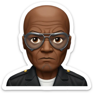 Create nick fury Superhero Emoji face only 1 eye patch black old person sticker