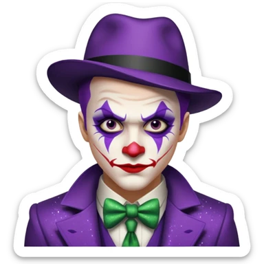 Glitter Purple and White Joker Gangster sticker