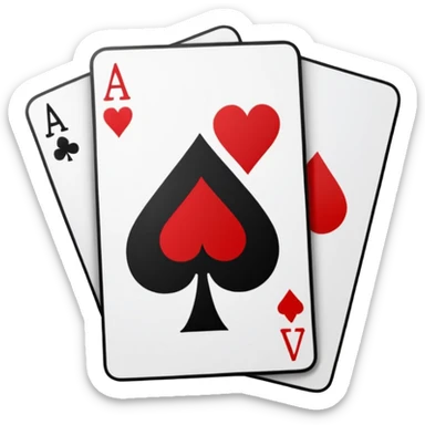Photo realistic playing cards. An Ace of Spades, and an Ace of Hearts are clearly visible on top of the deck of cards sticker
