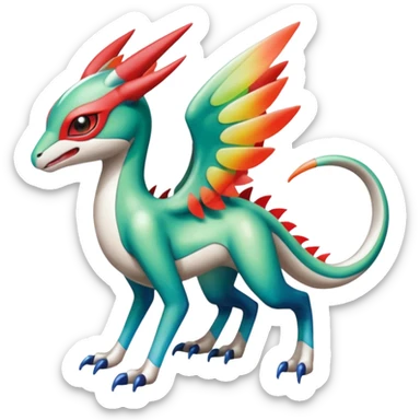 Shiny Colorful Meloetta-Flygon-Latias-Koraidon-Peppercat-Wargreymon-Protogen-Fakémon-fusion-hybrid-creature sticker