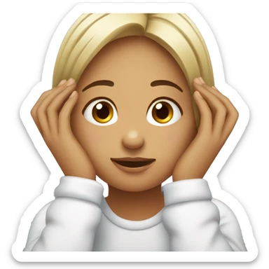 girl with two lying down hands underneath her chin sticker