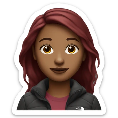 beautiful burgundy straight haired Girl wearing northface full body sticker