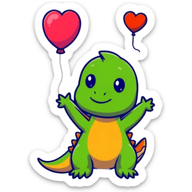 bearded dragon with heart balloon sticker