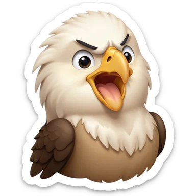 cinematic-cute-yawning-american-eagle-portrait-emoji,-head-tilted-slightly-with-a-dramatic,-wide-open-yawn,-showcasing-a-stately-form-with-gently-drooping-feathers-and-sleepy,-half-closed-eyes,-simplified-yet-irresistibly-adorable-features sticker