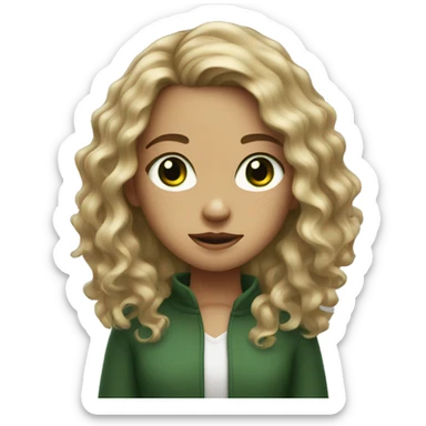 girl with dirty blonde wavy hair, freckles and dark green eyes sticker