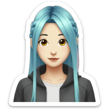 split dye anime girl sticker